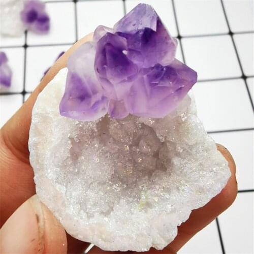 30MM Natural agate geode quartz crystal aura crystals stone and crystals Healing quartz druzy amethyst cluster home decor gift