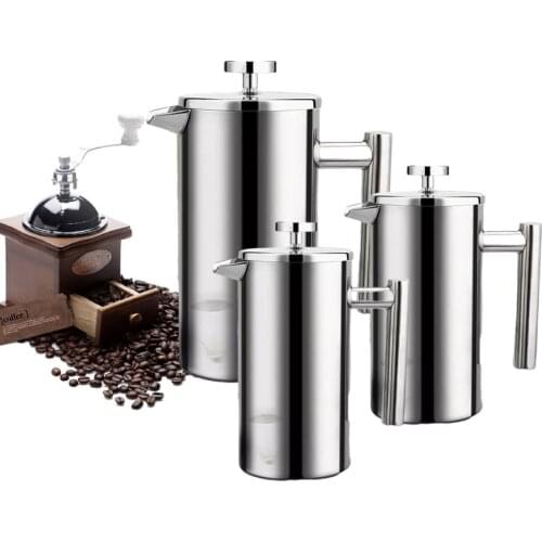 Hot Stainless Steel Teapot Coffee Espresso Maker Pot 350ML 800ML 1000ML Tea Percolator Filter French Press Plunger With Spoon