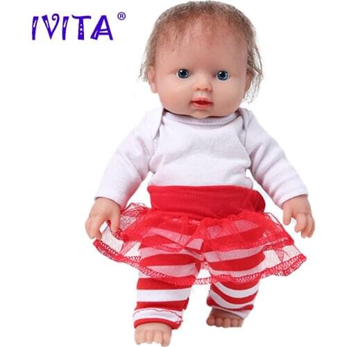 IVITA WG1505RH 30cm 1.1kg 100% Full Silicone Baby Doll Reborn Baby Doll with Hair Realistic Newborn Baby Dolls for Children Toys