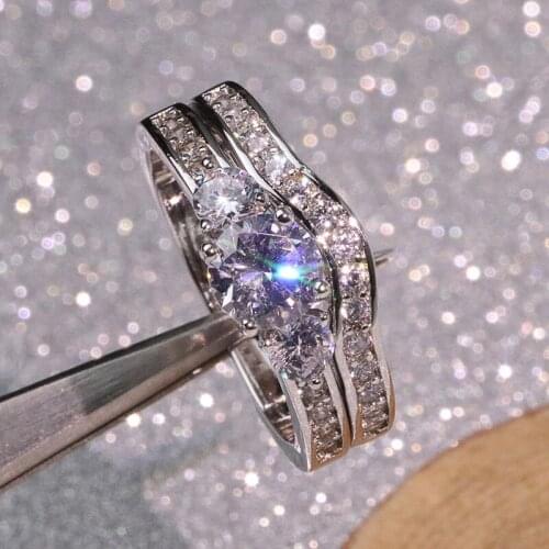 WYJZY Exquisite inlaid AAA zircon couple ring bride engagement wedding jewelry lover partner beautiful jewelry engagement ring