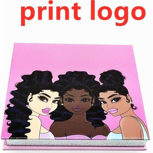 Print logo three girls eyelash box wholesale packaging box lash boxes package custom logo faux cils 25mm mink lashes empty