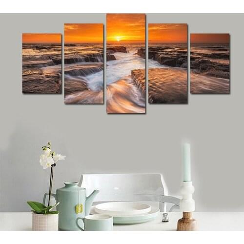 Beautiful Landscape Wall Art Modular Pictures 5 Panel Canvas Painting Seascape Poster Modern Home Decor