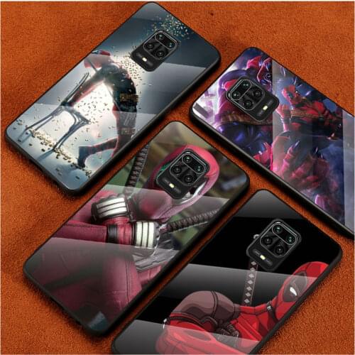 Fashion Marvel Deadpool For Xiaomi Redmi Note 10 10S 9T 9S 9 8T 8 7 Phone Case Tempered Glass Hot New Shell Luxury Cove