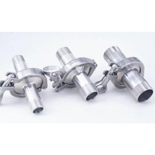 Set 50.5mm Ferrule Fitting +Clamp+Gasket 1/2" 3/4" 1" NPT Male Tri Clamp 304 Stainless Sanitary Fitting Brew Beer