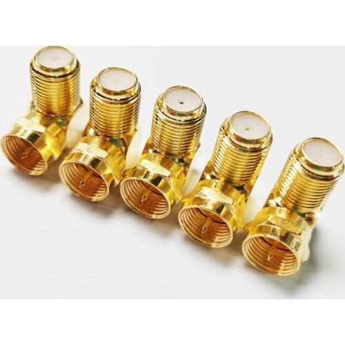 Free Shipping /50pcs/ Right Angle F-Type F Male to F Female Adapter Connector Gold Plated New