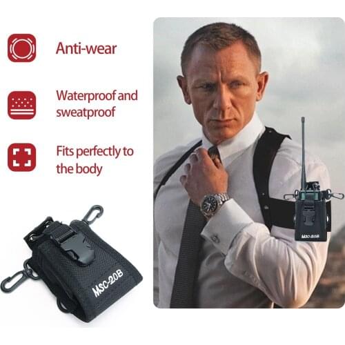 Nylon Case for Holster Case Walkie Talkie with Leather Anti-Sway Strap Compatible with Baofeng UV-5R UX-9R -UV-XR 888S Radio