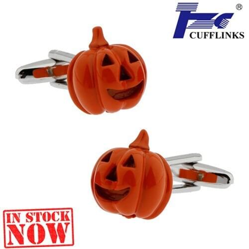 New Arrival Orange Pumpkin Hallowmas Cufflink Cuff Link 2 Pairs Free Shipping TZG Brand