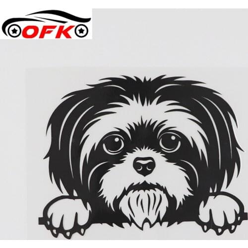 OFK Cute Peeking Dog Window Decal Vinyl Car Sticker Black/Silver 13.2CMX10.3CM