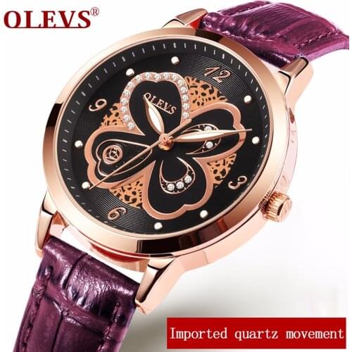 OLEVS Luxury Waterproof Exquise Alloy Buckle Quartz Fashion Casual Leather Ladies Dress Watches Montre Femme DL5188