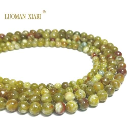 Wholesale 100% Natural Green Serpentine Jades Round Natural Stone Beads For Jewelry Making DIY Bracelet Necklace 6/8/10mm
