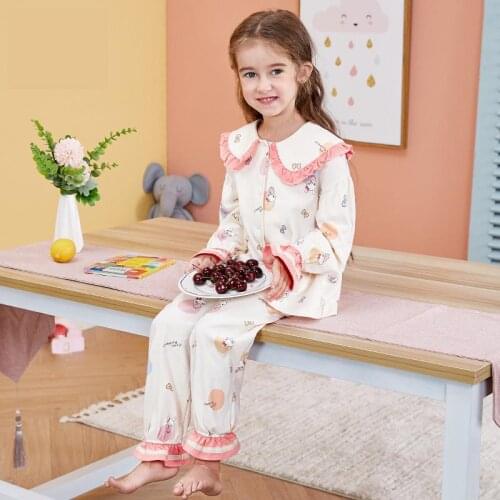 Baby Girls Pajamas Sets Spring And Autumn Sleepwear Cotton Long Sleeved Toddler Girls' Homewear Princess 3-9Y Childrens Pajamas