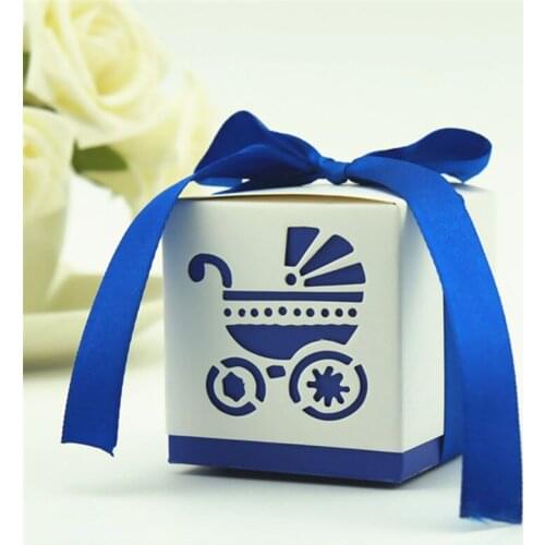 50pcs Mini Baby Cart Candy Boxes Baby Feet Gift Box Cookie Box Packaging Baby Shower Birthday Party Favor Box Birthday Gifts