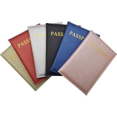 English Letters Passport Covers Plain PU Leather Safiano Cross Pattern Bussiness Passport Holder with ID Card holder custom LOGO