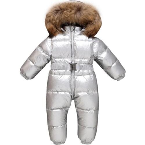 Baby down coat fashion fur hooded zip onesie down jacket for 9-36month babies toddler boys girls Winter snow wear coat outerwear