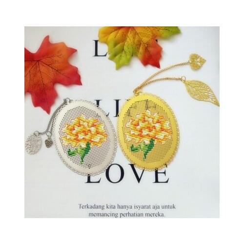 DIY Craft Stich Cross Stitch Bookmark Metal Silver Golden Needlework Embroidery Crafts Counted Cross-Stitching Kit Gift Package