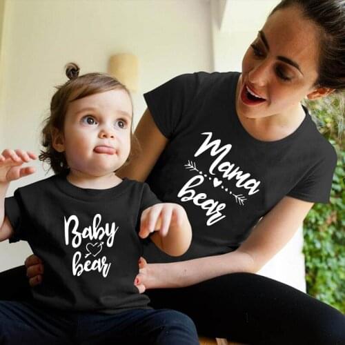 Family Matching Black Clothes MAMA Baby Love Look Summer T shirts Mommy and Me Clothes Mother and Daughter Clothes Outfits
