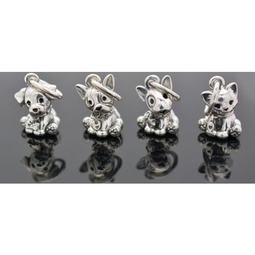 925 Sterling Silver Beads Charms Bracelet Labrador puppy Bull Terrier Puppy Cat Dog Pendant Diy Jewelry
