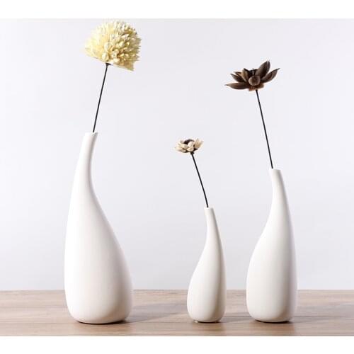 Nordic decoration home white flower vase ins small fresh simple modern living room decoration flower arrangement ceramic