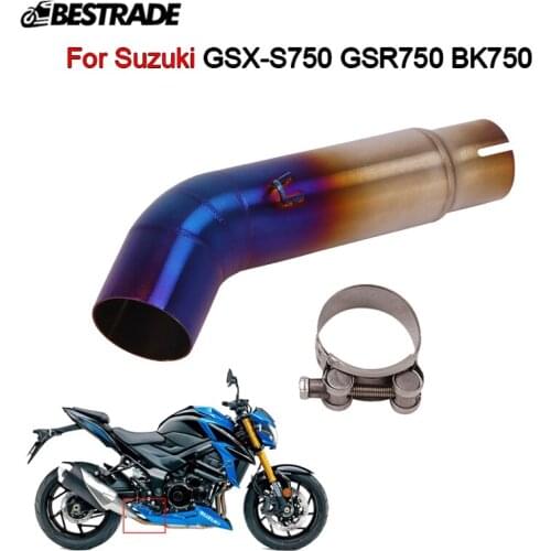 Mid Pipe For Suzuki GSR750 BK750 Motorcycle Exhaust Pipe Middle Link Connect Tube Blue Stainless Steel Slip On 51mm Mufflers