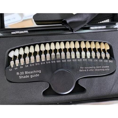 Dentistry 3D Shade Guide Teeth Whitening Color Comparator with Mirror for Comparing Teeth Shade 20 Colors Dental Lab Materials