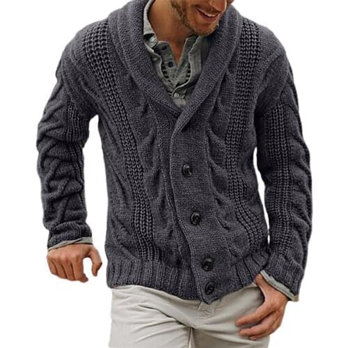 Sweater Winter Autumn Men Solid Color Knitted Sweater Buttons Cardigan Warm Jacket Coat