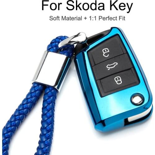 TPU Car Styling Accessories Key Case Cover for Skoda Fabia 3 2 Superb 2 Octavia 1 2 3 RS A5 A7 Yeti Rapid Karoq Kodiaq Keyring