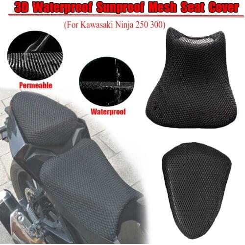 Ninja 250 300 Motorcycle 3D Mesh Seat Cover Cushion Guard Waterproof Insulation Net For Kawasaki Ninja250 Ninja300 Accessories