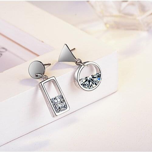 Dreamhonor Newest Design Fashion Style Retro Vintage Colorful Round Square Asymmetric Earrings For Woman Jewelry Accessories
