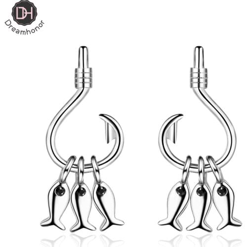 Dreamhonor New Trendy Fashion 925 Sterling Silver Fish Stud Earrings Jewelry Accessories Sweet Design