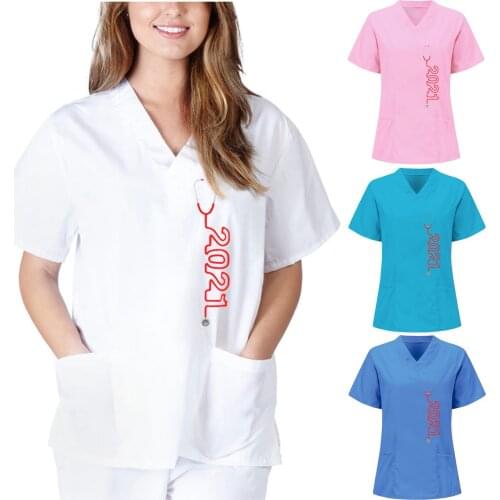 Beauty Salon Work Uniforms Short-sleeved Health Services Women Working Shirt Nurses Scrubs Tops Costume Gorro Enfermera A50