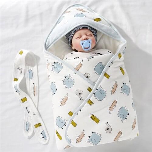 Winter Newborn Baby Wrap Quilt Thicken Cocoon Sleeping Bag Cotton Swaddle With Hat Infant Blanket 85*85cm