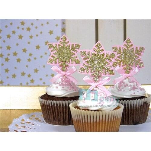 Winter Wonderland Cupcake Toppers, Winter Wonderland, Gold and Pink First Birthday, Birthday, Silver and Pink Birthday