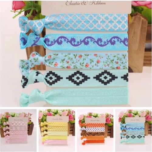 25 pcs /pack 5 pcs/set mix colors elastic band ponytail holder hair ties