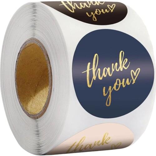 500pcs 3.8CM Round Labels Kraft Paper Thank You Sticker Dragee Candy Flower Gift Box Cake Boxes and Packaging Wedding Stickers
