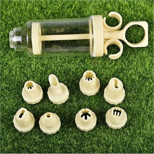 8Pc/Set Confectionary Cookie Tips Pastry Nozzles Plastic Cream Nozzle Cream Gun DIY Pastry Syringe Extruder Kitchen Gadgets