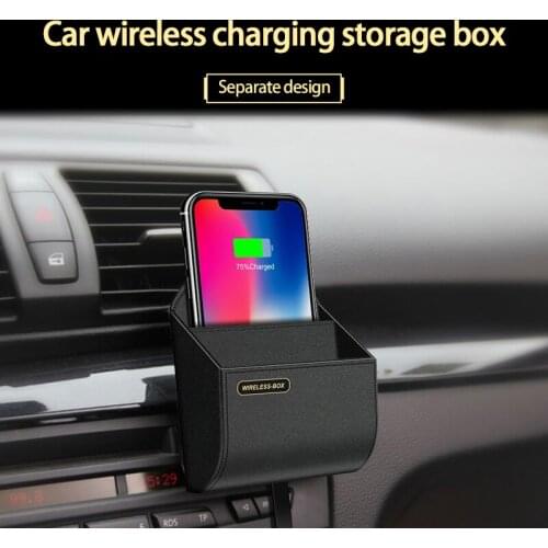 Wireless Charger Car Wireless Charging Pad Car Wireless Charging Box Stand Air Vent Storage Charge Station Box
