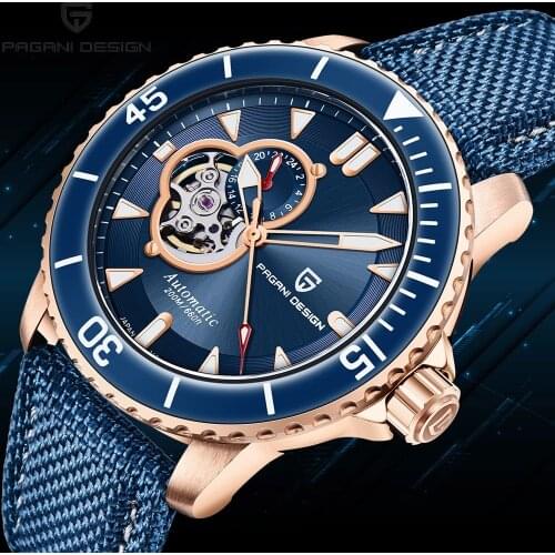PAGANl DESlGN New Mens Automatic Mechanical Watch Top Sapphire 200M Diving Watch Ceramic Bezel Japan NH39 Watch Orologio Uomo