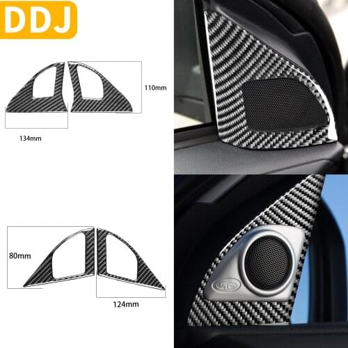 For Mitsubishi Lancer EVO X MR 2008-2015 Interior Door Tweeter Frame Carbon Fiber Sticker Both Side Speaker Trim Car Accessories