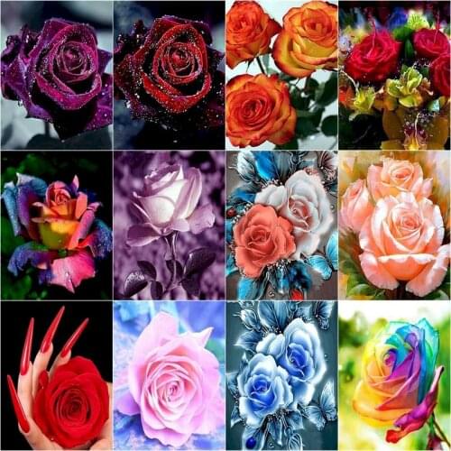 GATYZTORY Pictures By Numbers For Adults Children Flower DIY Drawing Canvas Hand Painted Oil Painting Rose Home Decor 40x50CM