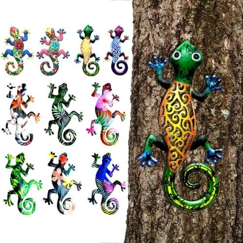 Gecko Metal Lizard Wall Art decoration Hanging Sculpture Metal Gecko Statue Indoor Outdoor Home Garden Decoration
