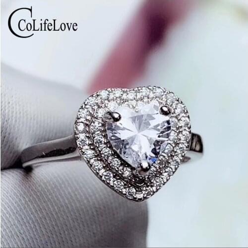 CoLife Jewelry 925 Silver Moissanite Ring for Engagement 1ct Heart Cut Moissanite Silver Ring Gift for Girl Ring for Daily Wear
