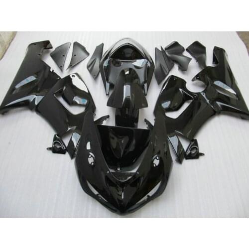 Customize motorcycle parts for Kawasaki NINJA ZX 6R 2005 2006 fairing kit zx6r 05 06 all glossy black fairings set HP52