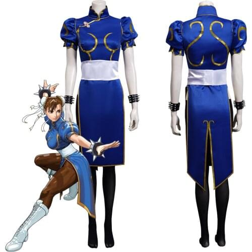 Game SF Chun-Li Cosplay Costume Cheongsam Dress Outfits Halloween Carnival Suit