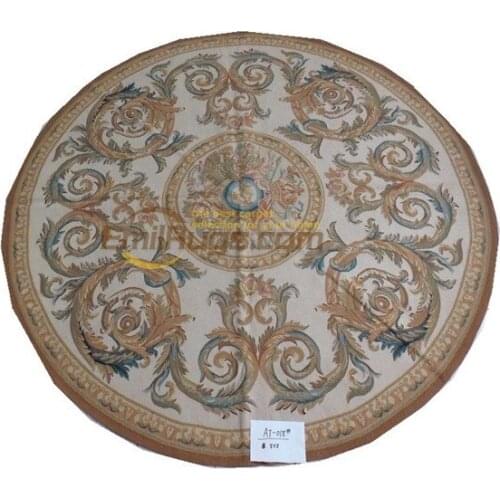 Rugs for bedroom round aubusson rug handmade woolen carpets 244CMX244CM (8 'X 8') AT-018 8x8 gc125aub yg15