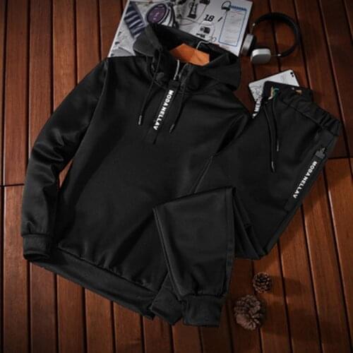 Mens Sports Suit Short Zipper Hooded Webbing Sweater Casual Sports Pants Track And Field Casual Suit 2021 Spring And Autumn