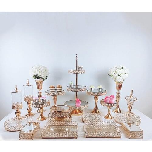3pcs-19pcs Gold Cake Stand Set Cupcake Tray Cake Tools Home Decoration Dessert Table Decorating Party Wedding Display