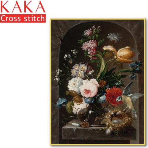 Cross stitch kits,Embroidery needlework sets with printed pattern,11CT-canvas for Home Decor Painting,Flowers Full NCKF294