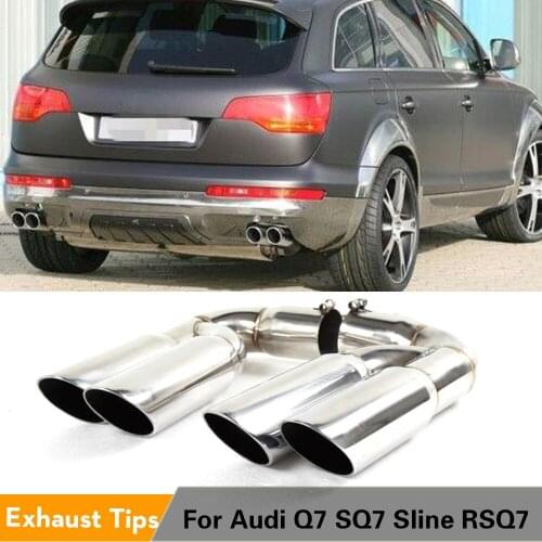 End Exhaust Muffler Tips For Audi Q7 SQ7 RSQ7 Sline Sport Utility 4 Door 2007 - 2013 Stainless Steel Car Exhaust tips