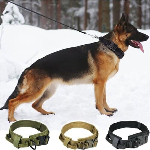 Dog Collar Nylon Adjustable Tactical Dog Collars For large Dog Control Handle Training Pet Military Dog Collar Pet Products