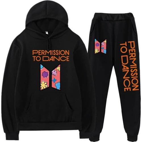 2021 new Permission to Dance hoodie thick fleece Bangtan Boys butter suit 2 pieces sets hoodies sweatshirt and pants suits